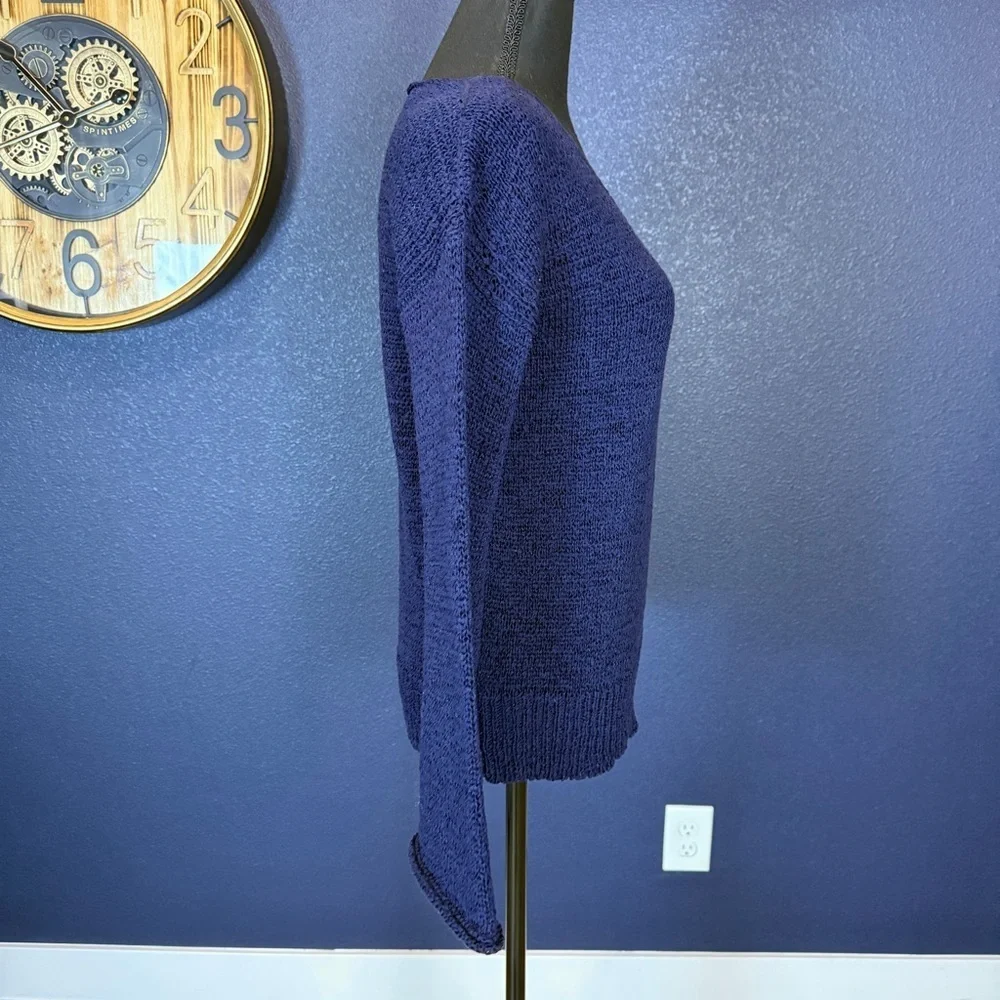 J. Crew Navy Blue Knit Bell Sleeve V-Neck Swing Sweater | Size Small